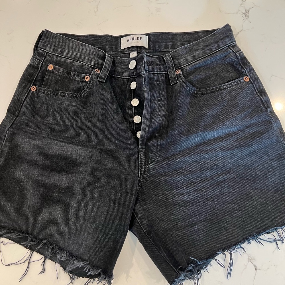 Agolde Parker long denim shorts